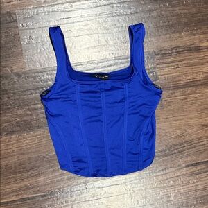 Royal Blue Square-Neck Crop Tank Top